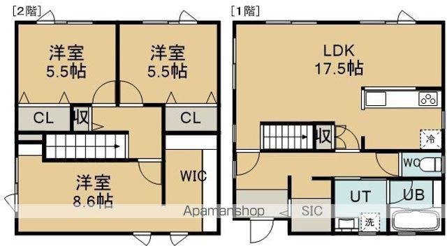 函館市電宝来谷地頭 谷地頭駅 徒歩4分 2階建 築4年(3LDK)の間取り写真