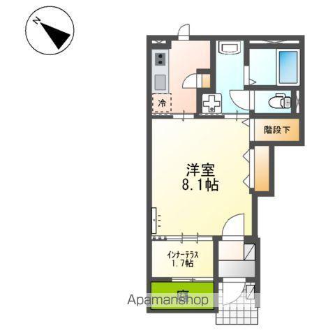 伊予鉄道郡中線 土橋駅(愛媛) 徒歩10分 2階建 築7年(1K/1階)の間取り写真