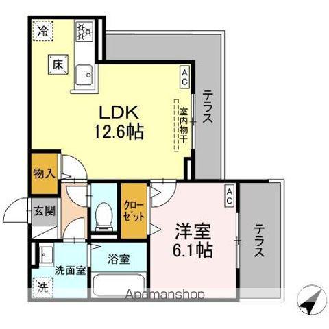 DBLESS上大岡(1LDK/1階)の間取り写真