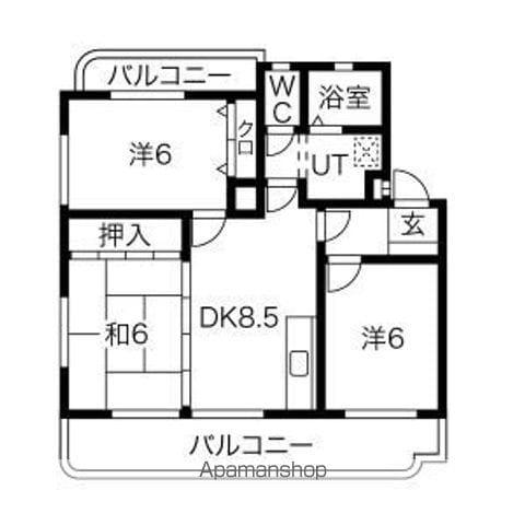 中央本線 勝川駅(ＪＲ) 徒歩20分 4階建 築33年(3LDK/4階)の間取り写真