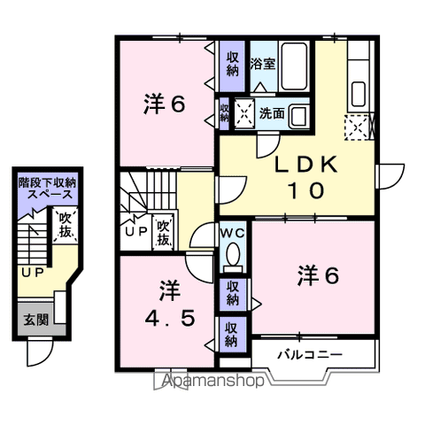 ピュアハウスⅡ(3LDK/2階)の間取り写真