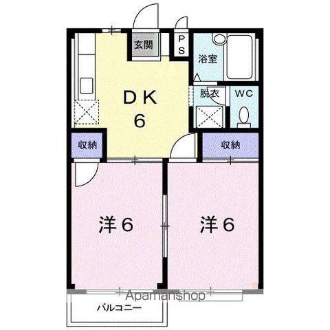 ミューズ松本Ⅰ(2DK/2階)の間取り写真