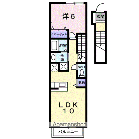 プリュジュールA(1LDK/2階)の間取り写真
