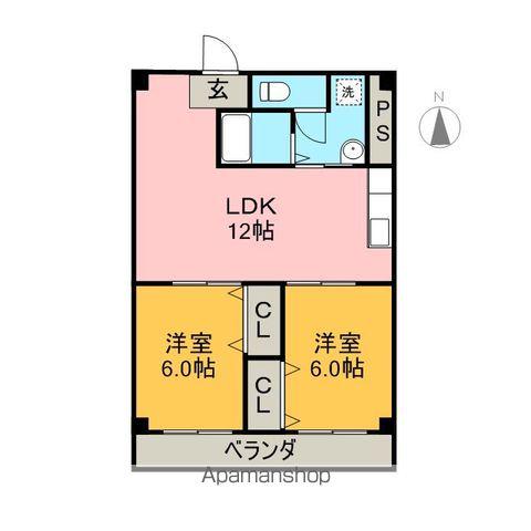 ハイツ田代(2LDK/5階)の間取り写真