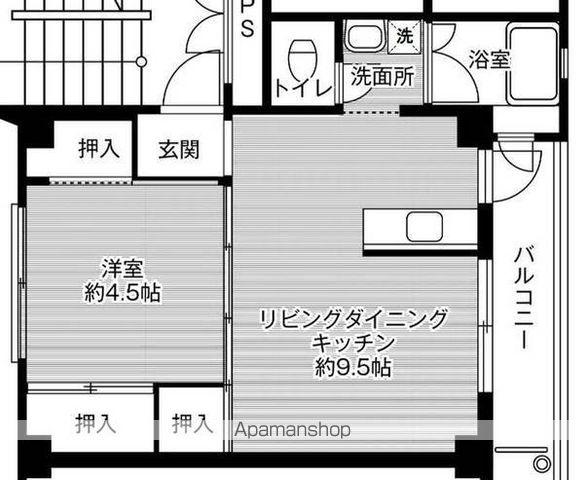 ビレッジハウス玖珂1号棟(1LDK/3階)の間取り写真