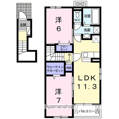 ソウ ブイソン Ⅶ(2LDK/2階)の間取り写真