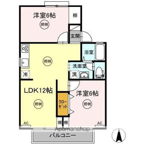 サンハイツM(2LDK/1階)の間取り写真