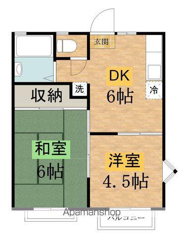 コートアビ八王子(2DK/1階)の間取り写真