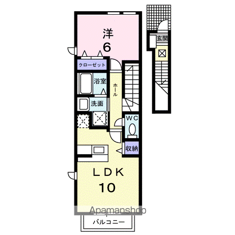ヴァルムベルクB(1LDK/2階)の間取り写真