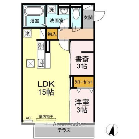 プレジール手城(1LDK/1階)の間取り写真