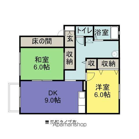 シャルマン六田(2DK/1階)の間取り写真