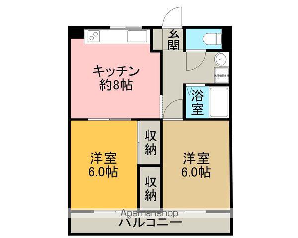 サンパル冬頭Ⅰ(2DK/2階)の間取り写真