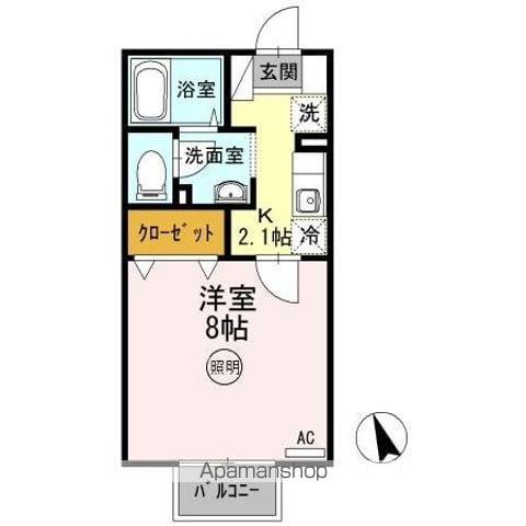 ル ソレイユ1(1K/2階)の間取り写真