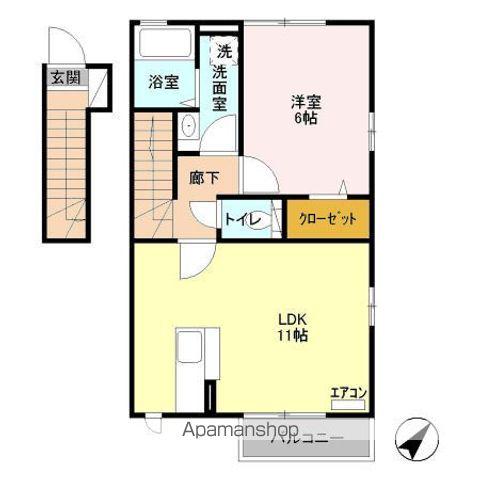 ヴィラ マグノリア(1LDK/2階)の間取り写真