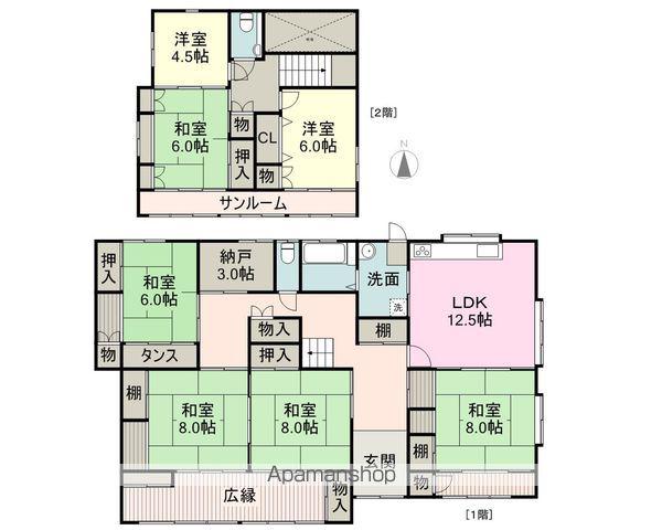 東北本線 伊達駅 徒歩8分 2階建 築43年(7DK)の間取り写真