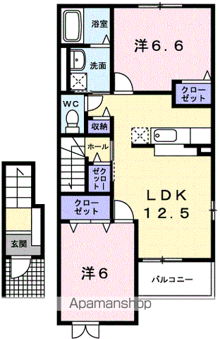 リーガハット23(2LDK/2階)の間取り写真