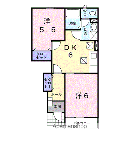 サン・グレイス(2DK/1階)の間取り写真