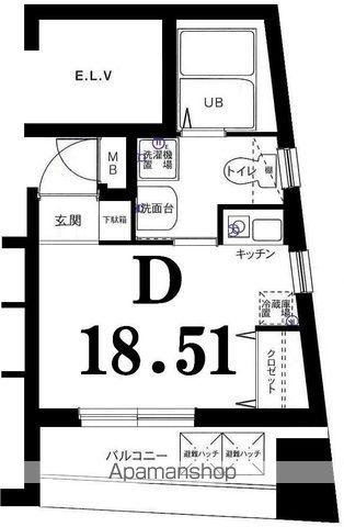 グリフィン横浜・ファーストステージ(ワンルーム/5階)の間取り写真