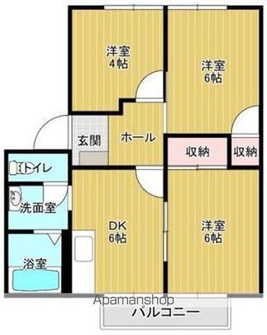 ファミール坪井(3DK/2階)の間取り写真