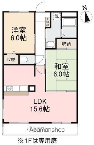 フォブール南堀江A・B(2LDK/1階)の間取り写真