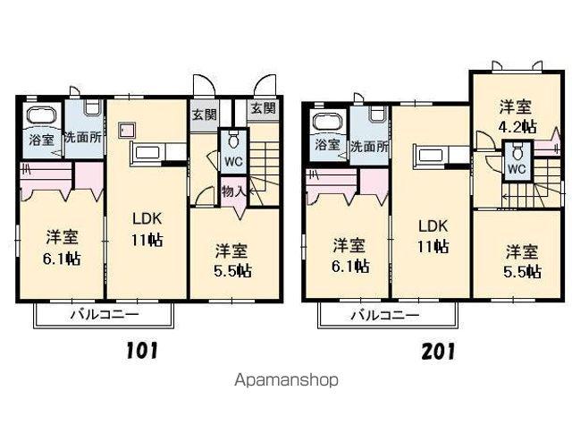 シャーメゾン栄 N(2LDK/1階)の間取り写真