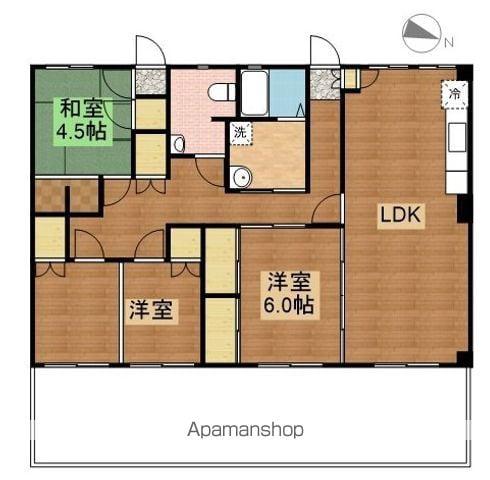 ムカイヤマビル(3LDK/2階)の間取り写真