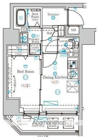 MIND両国(1DK/3階)の間取り写真