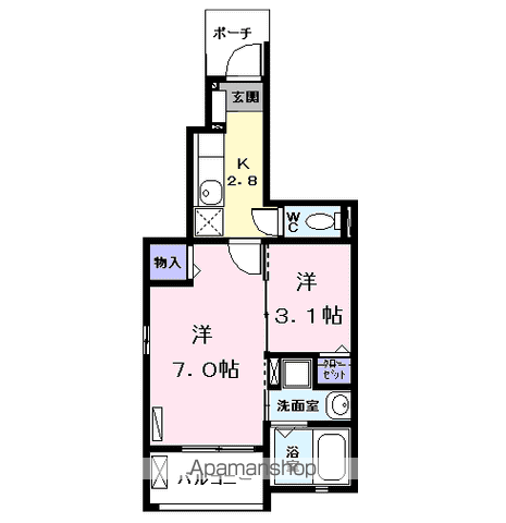 セシールパークA(2K/1階)の間取り写真