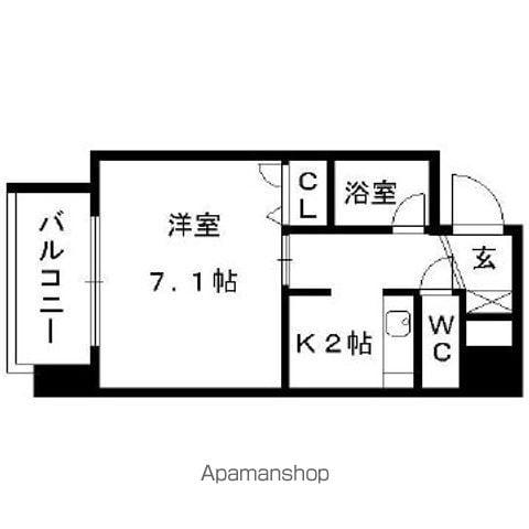 メヌエット舞鶴(1K/3階)の間取り写真