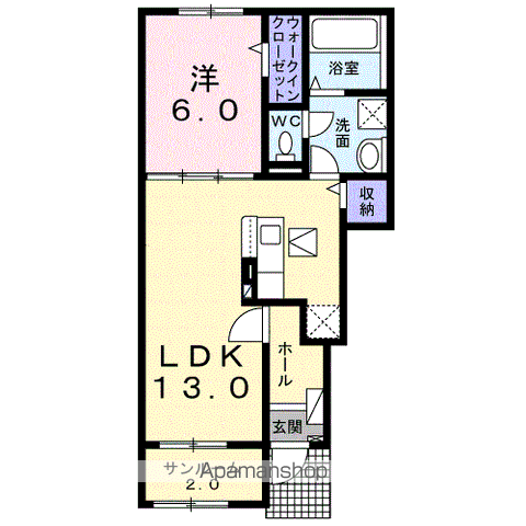 グリーン プロムナード(1LDK/1階)の間取り写真