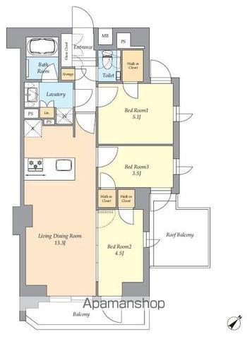 AIFLAT渋谷西原(3LDK/5階)の間取り写真