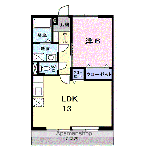 サンハイム(1LDK/1階)の間取り写真