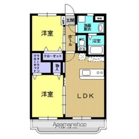 クレセント姶良(2LDK/4階)の間取り写真