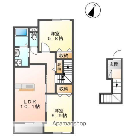 CHEZ SOLEIL(2LDK/2階)の間取り写真