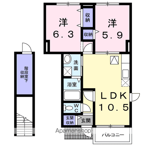 エトワール・パレⅠ(2LDK/1階)の間取り写真