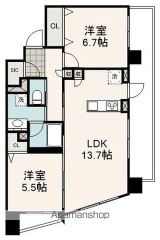 プラチナレジデンス(2LDK/6階)の間取り写真