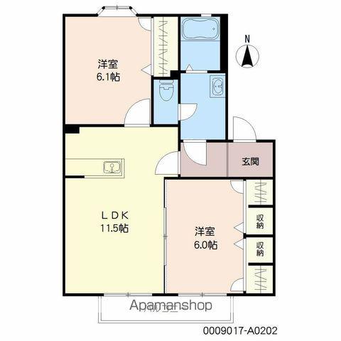 ミカコーポ1番館(2LDK/2階)の間取り写真