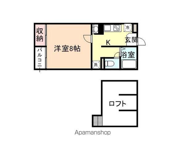 スカイヒルズA棟(1K/2階)の間取り写真