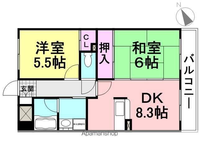 トレスフォンテ東園田(2LDK/4階)の間取り写真