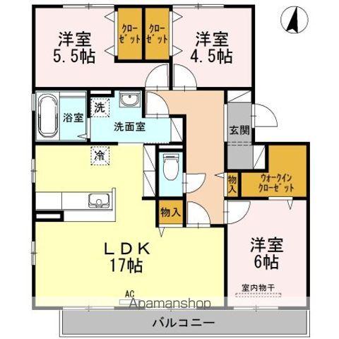 ファミーユ南手城(3LDK/3階)の間取り写真