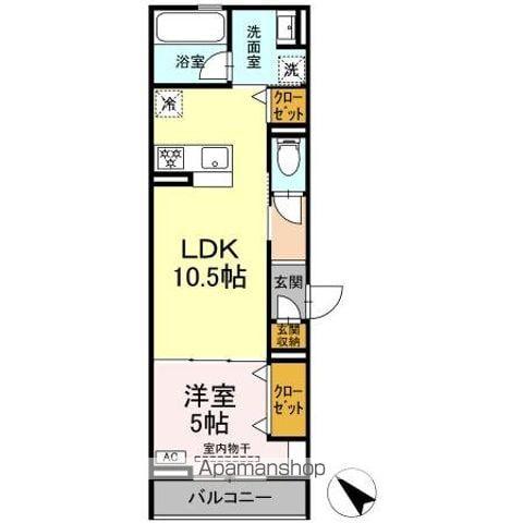 D CREST 中之郷2丁目(1LDK/3階)の間取り写真