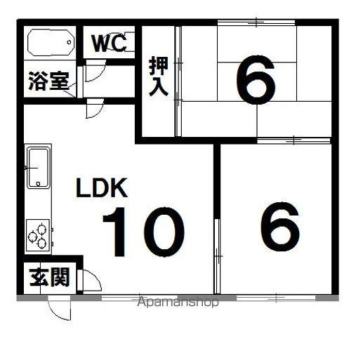 アカシヤハイツ(2LDK/2階)の間取り写真