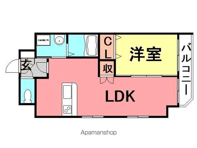 フラワーメゾン2東難波(1LDK/3階)の間取り写真