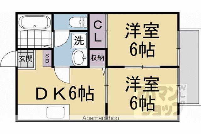 ソレイユメゾン宝ヶ池(2DK/2階)の間取り写真