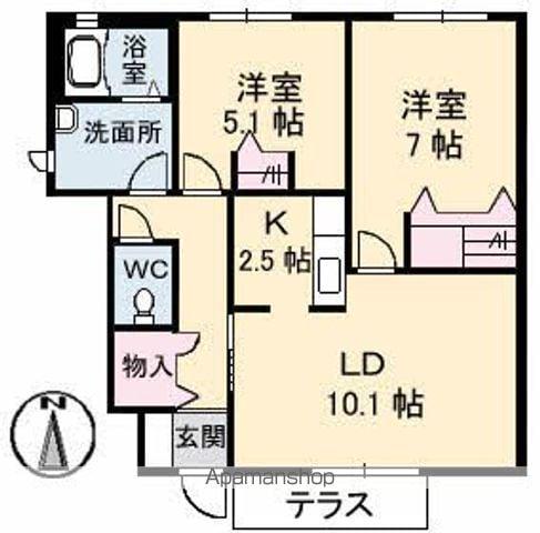 シャーメゾンS C棟(2LDK/1階)の間取り写真