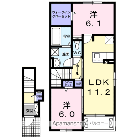 モンフレール沖代(2LDK/2階)の間取り写真