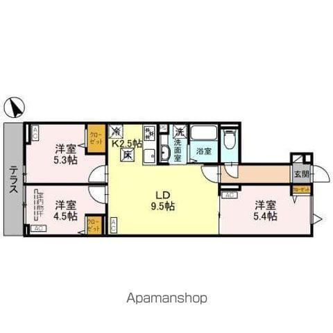 セレスティア松が丘(3LDK/1階)の間取り写真