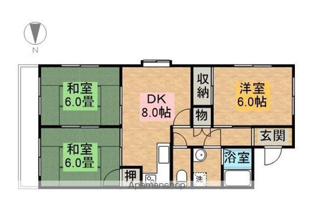 スカイコーポ森A・B棟(3DK/2階)の間取り写真