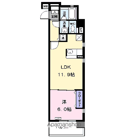 エクセレントガーデン(1LDK/4階)の間取り写真