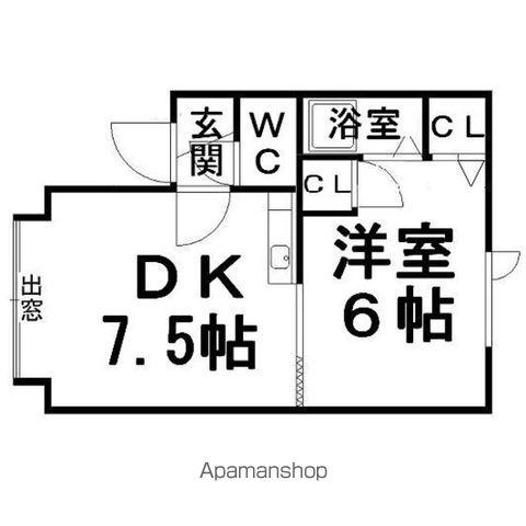 ハートフル常盤(1DK/1階)の間取り写真
